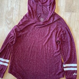 Justice Burgundy Hoodie with White Stripes